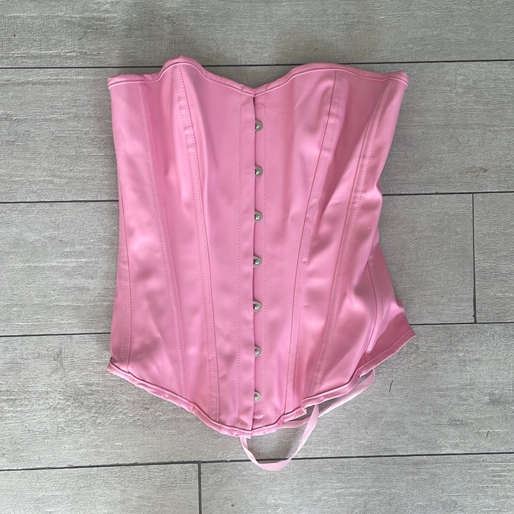 Pink Faux Leather Corset